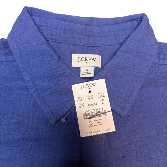 J.Crew Factory Double Gauze Button Up Shirt Blue Small NWT Cotton - Picture 5 of 6